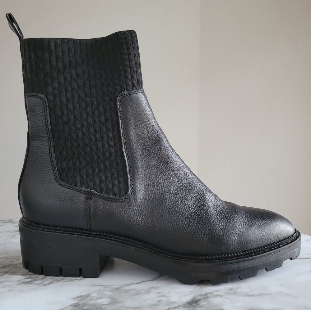 Black Genuine Leather Chelsea Boots - Clear by Dolce Vita Linza Booties